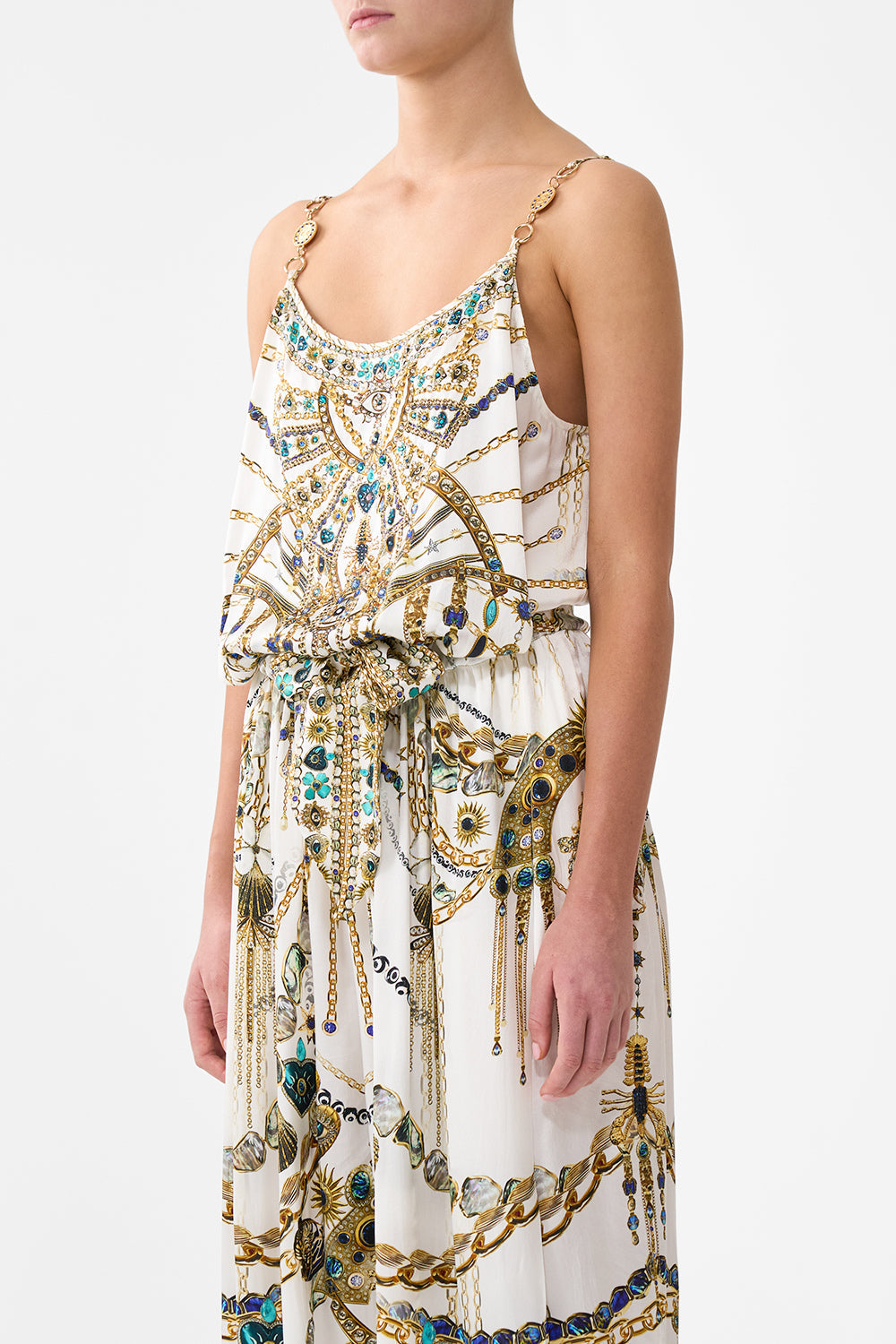 The CAMILLA STRAPPY DRESS WITH TWIST FRONT FLAMENCO FOLKLORE in our  print.