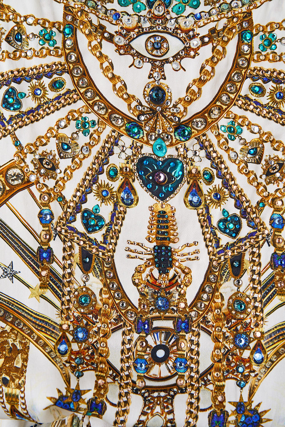 The CAMILLA HARDWARE DETAIL SLIP DRESS THE HUM OF THE ALHAMBRA in our THE HUM OF THE ALHAMBRA print.