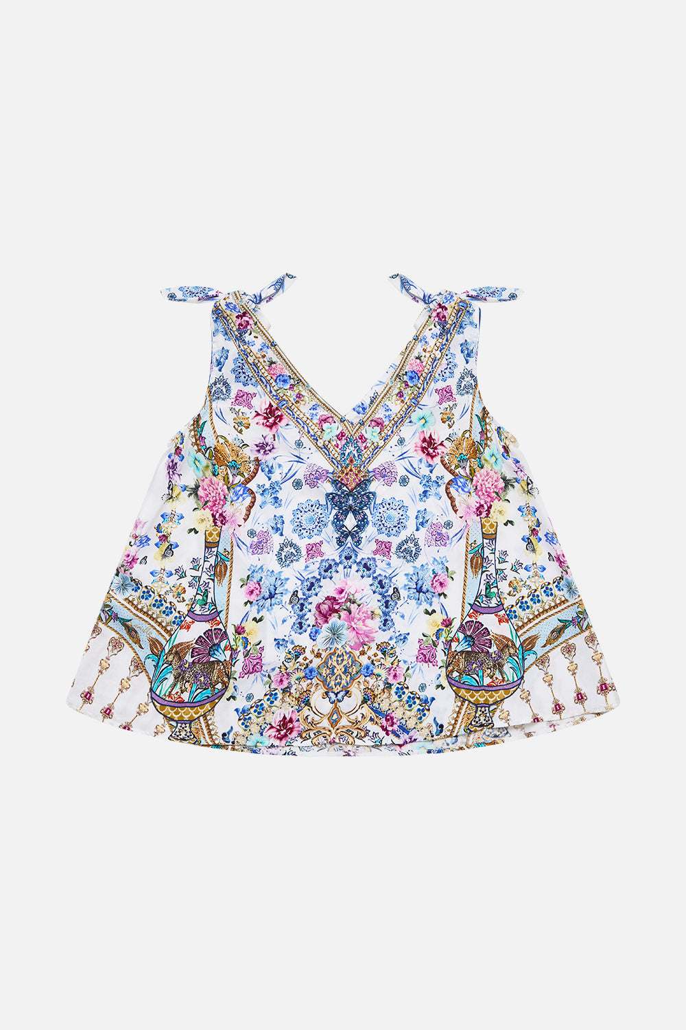 The CAMILLA UNDERWIRE SQUARE NECK ONE PIECE WITH SCOOP BACK TOTEMS AND TREASURES in our  print.