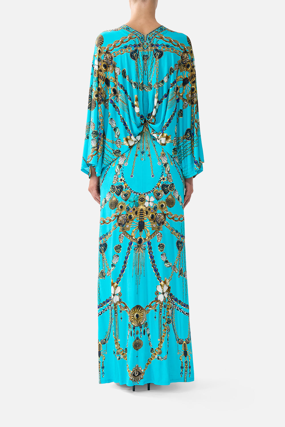 The CAMILLA LONG SILK CRINKLE CHIFFON SCARF MEET ME IN MALLORCA in our MEET ME IN MALLORCA print.