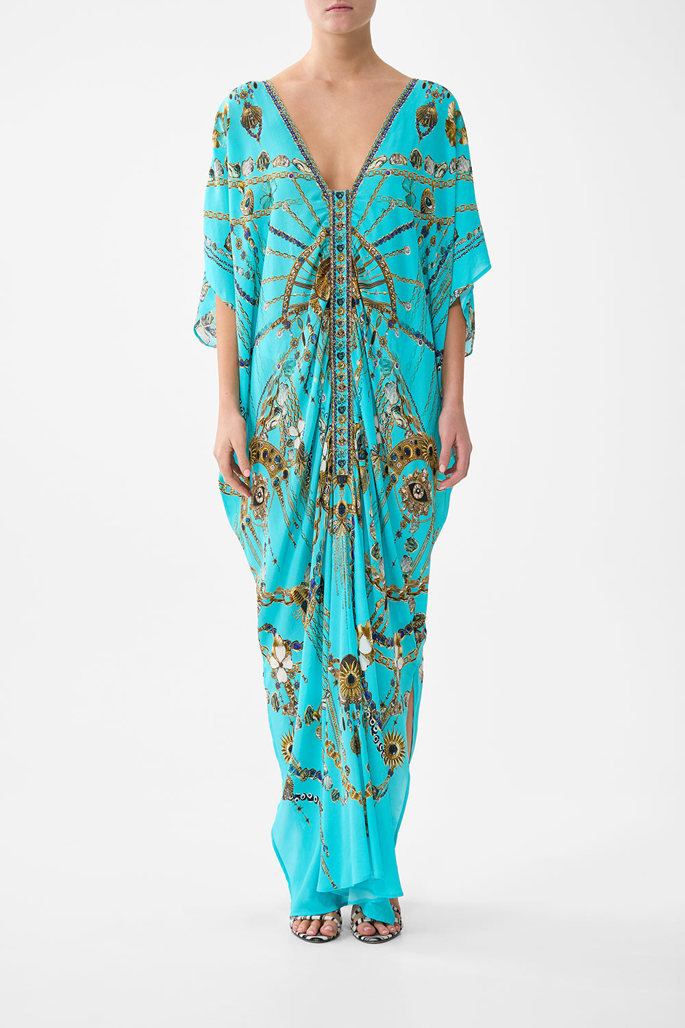 KAFTAN WITH FRONT TAB DETAIL TOTEMS AND TREASURES