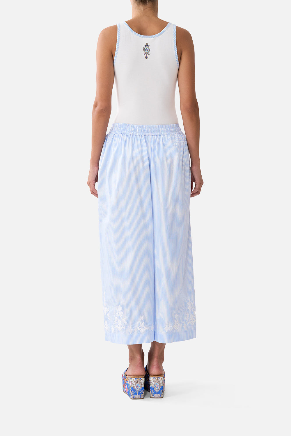 JERSEY SCOOP NECK TANK TOP - WHITE/BLUE OTTOMAN OPULENCE