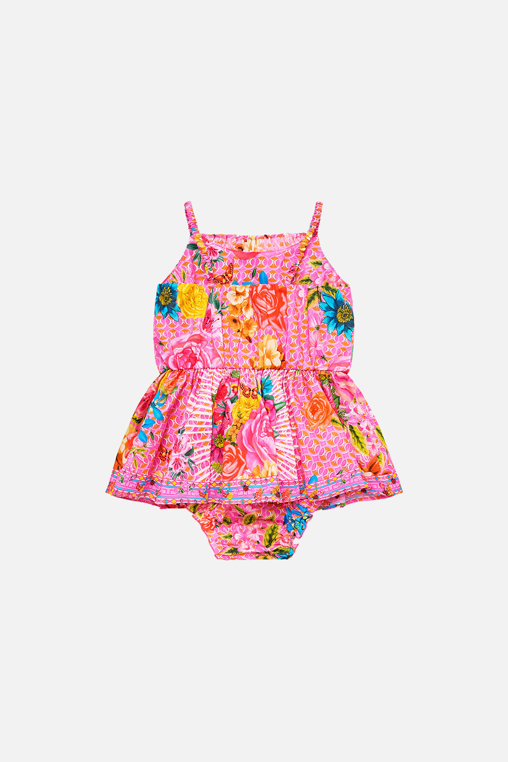 The CAMILLA WAISTED DRESS WITH KIMONO SLEEVE BODRUM BOTANICALS in our  print.