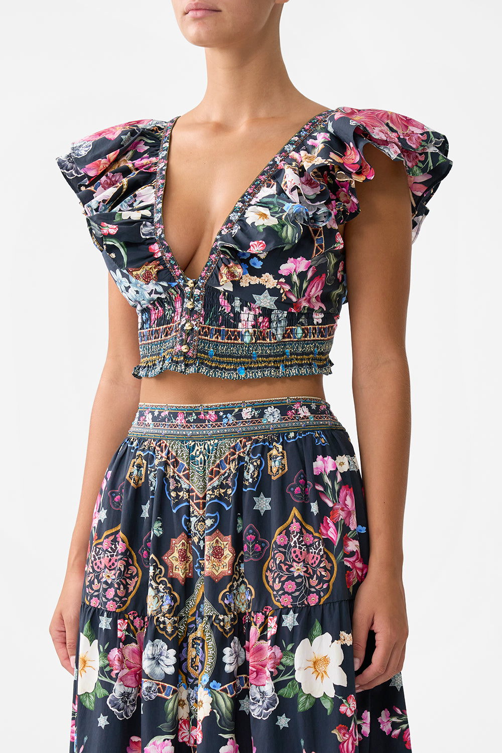 The CAMILLA STRAIGHT LEG PANT TILES DARLS in our  print.