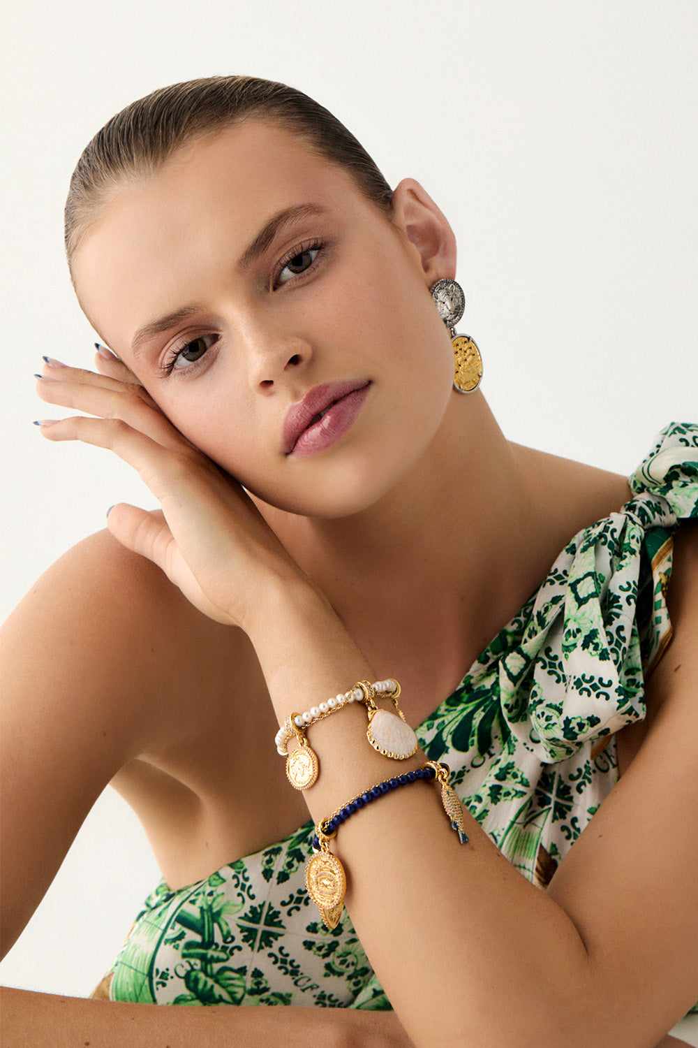 The CAMILLA WIDE STRAP SHORT SUNDRESS AROMATIC TIGER FLOWER in our  print.