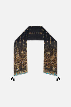 LONG SILK CRINKLE CHIFFON SCARF FELINE FOLKLORE