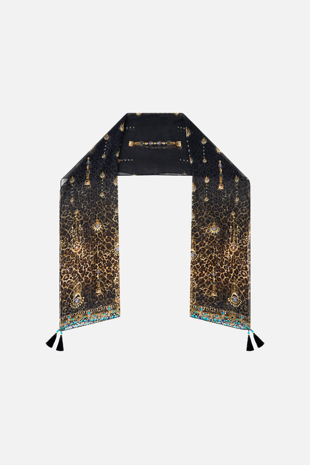The CAMILLA BUTTON THROUGH SCARF BLOUSE ESPAÑA NIRVANA in our  print.