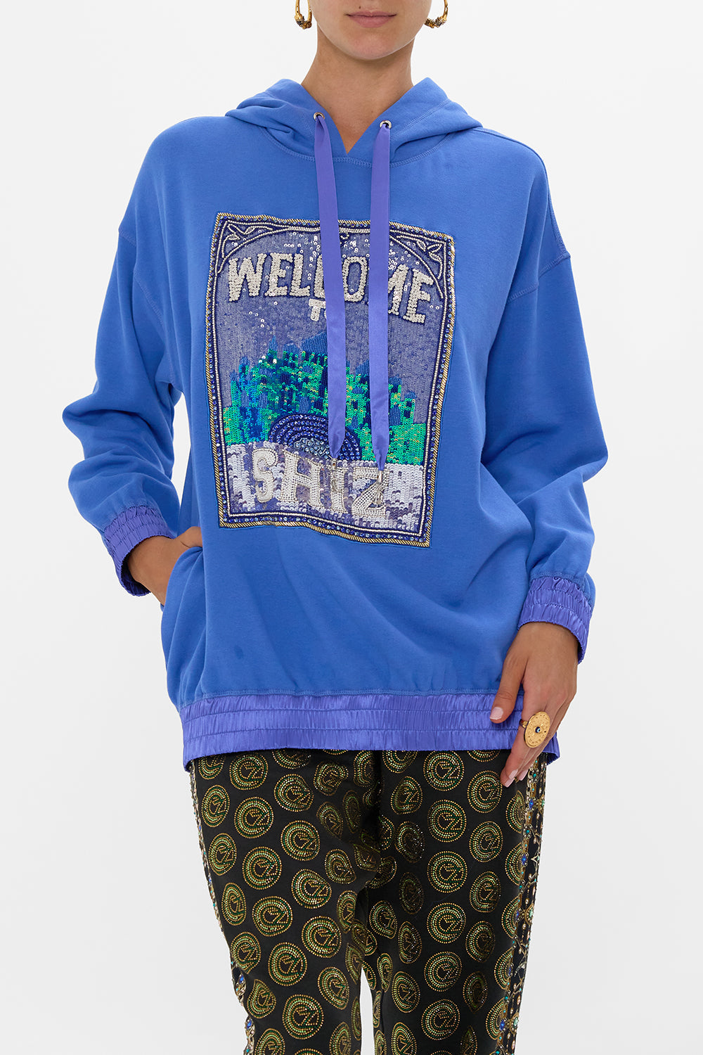 SILK BAND OVERSIZED HOODIE WITH POCKETS- BLUE DEFY GRAVITY