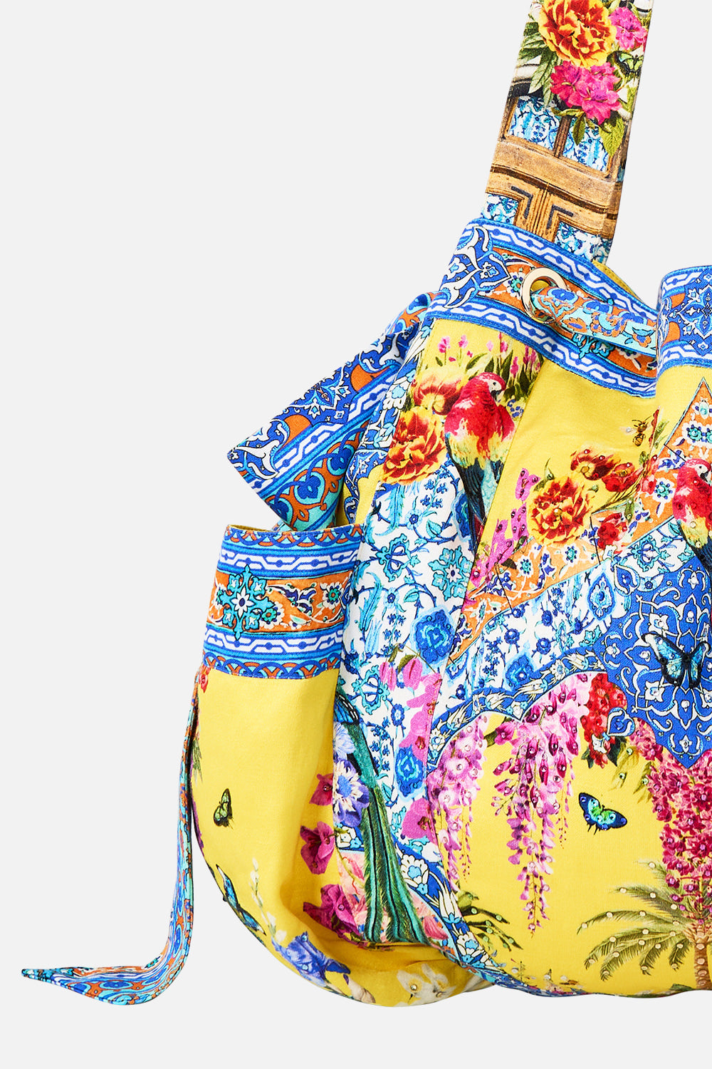 The CAMILLA TAILORED PANT WITH WAIST BUTTON DETAIL A TILED WONDERLAND in our A TILED WONDERLAND print.