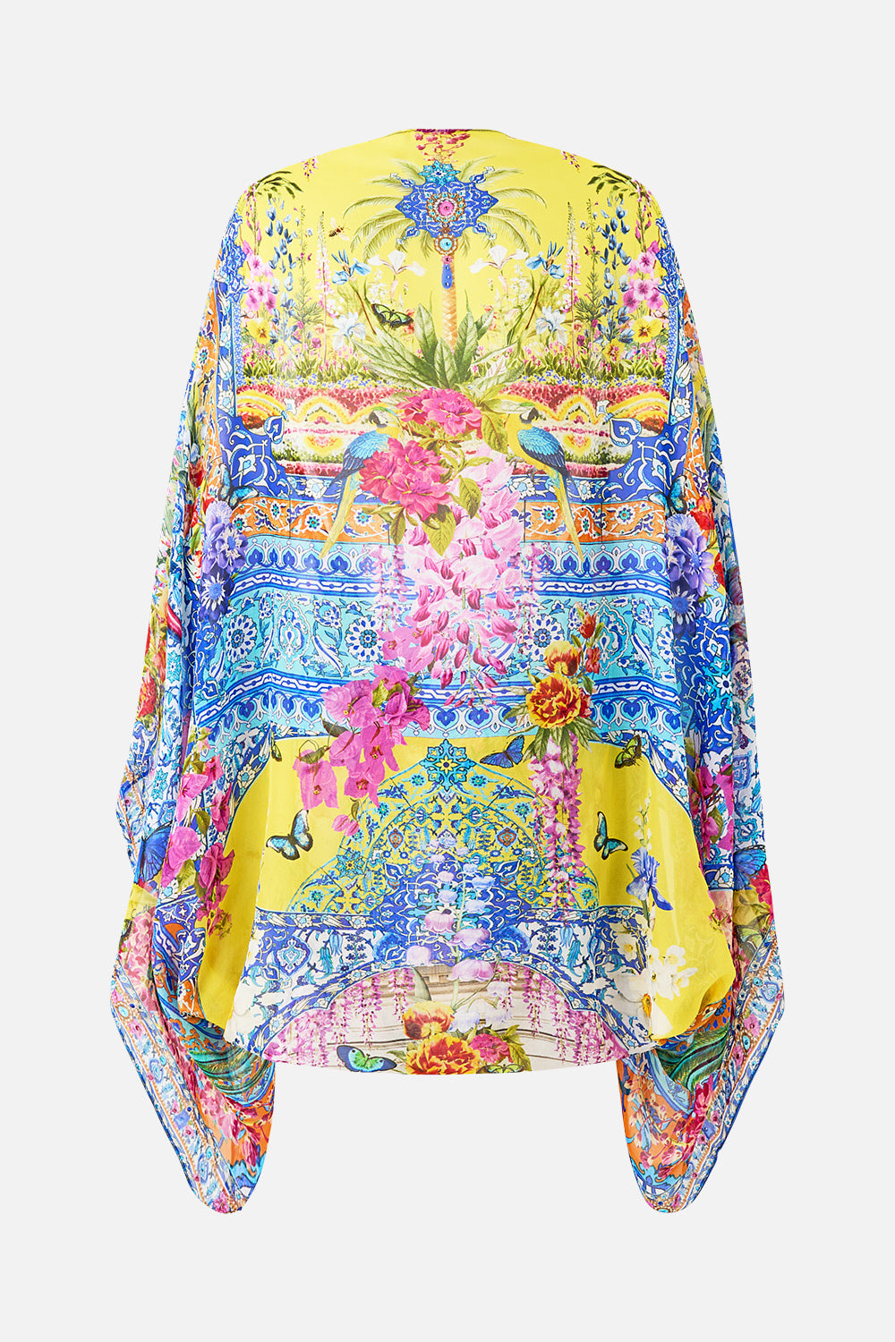 The CAMILLA TIERED SWING MINI DRESS A TILED WONDERLAND in our  print.