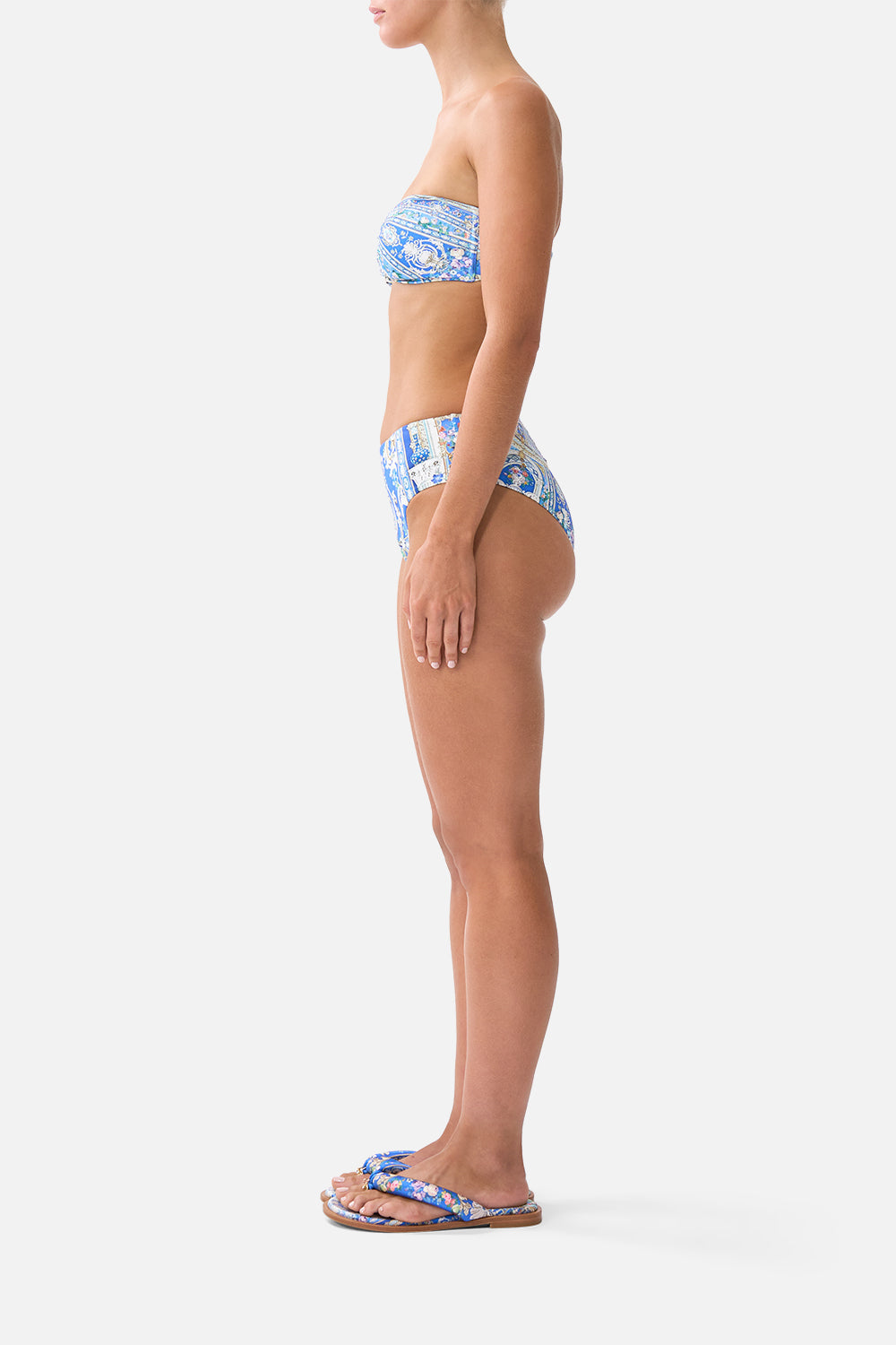 The CAMILLA SHIRRED WAIST PANT JUNGLE FLIGHT in our  print.
