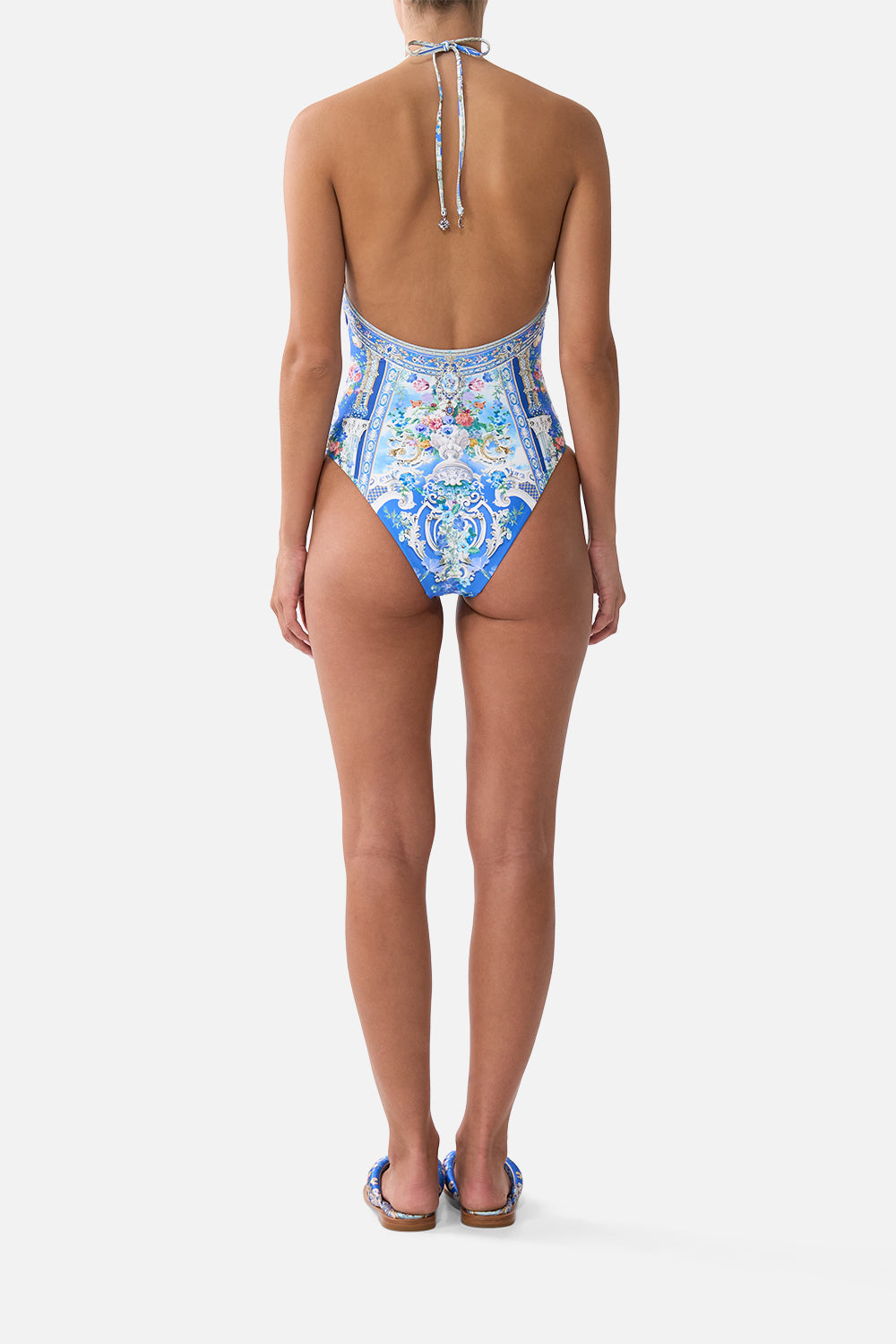 DIAMOND NECK HALTER ONE PIECE WITH U RING FRONT OTTOMAN OPULENCE