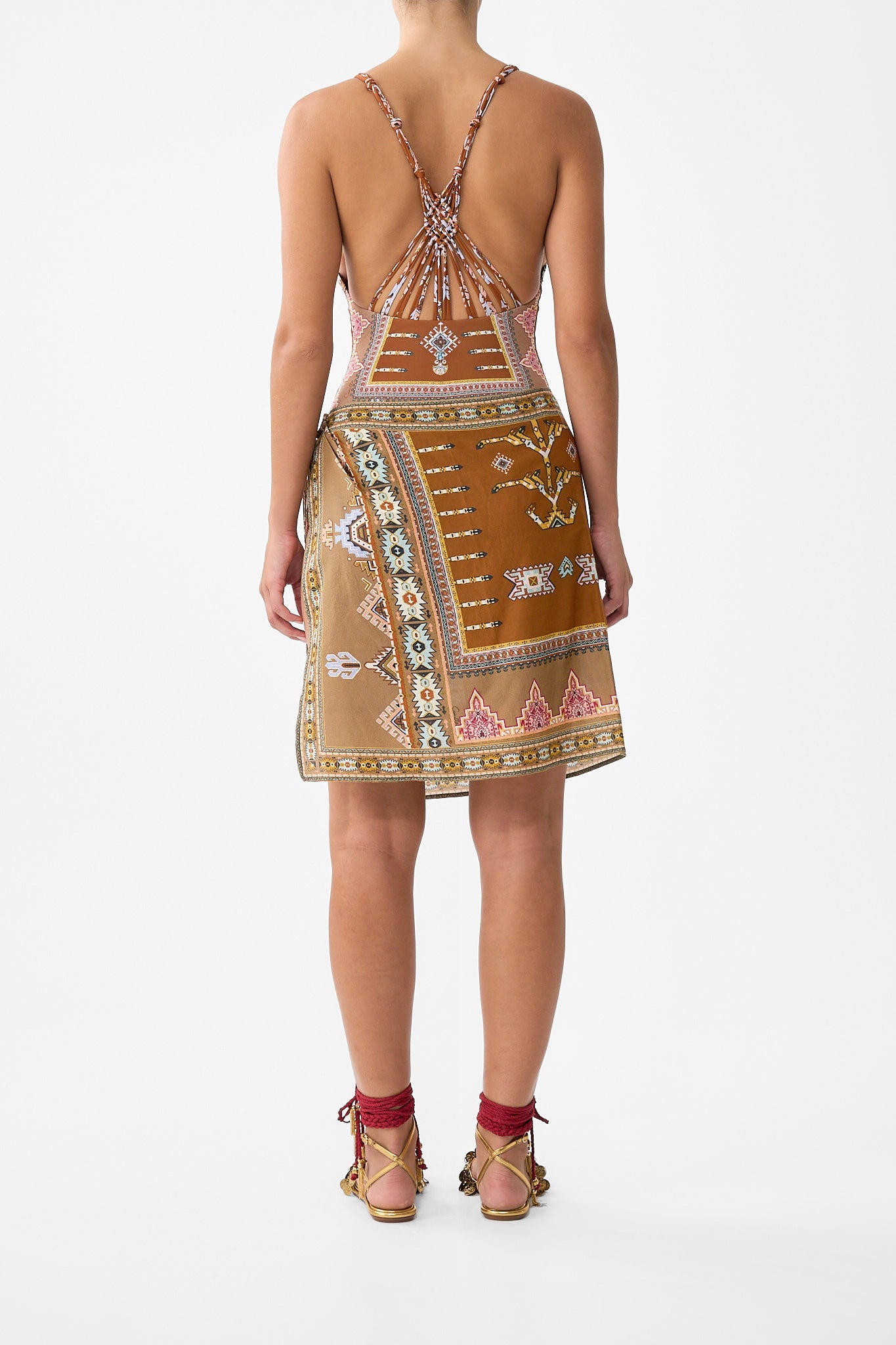 The CAMILLA CORSET DRESS WITH SHORT FLARED SKIRT LADY LIMONADA in our  print.