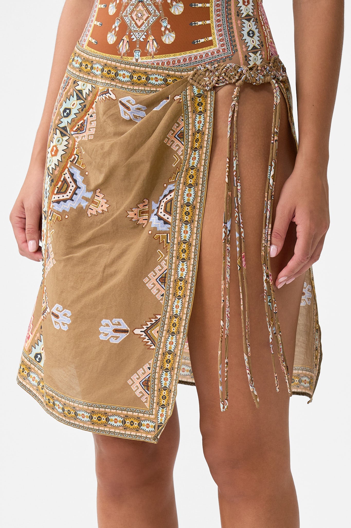 The CAMILLA CORSET DRESS WITH SHORT FLARED SKIRT LADY LIMONADA in our  print.