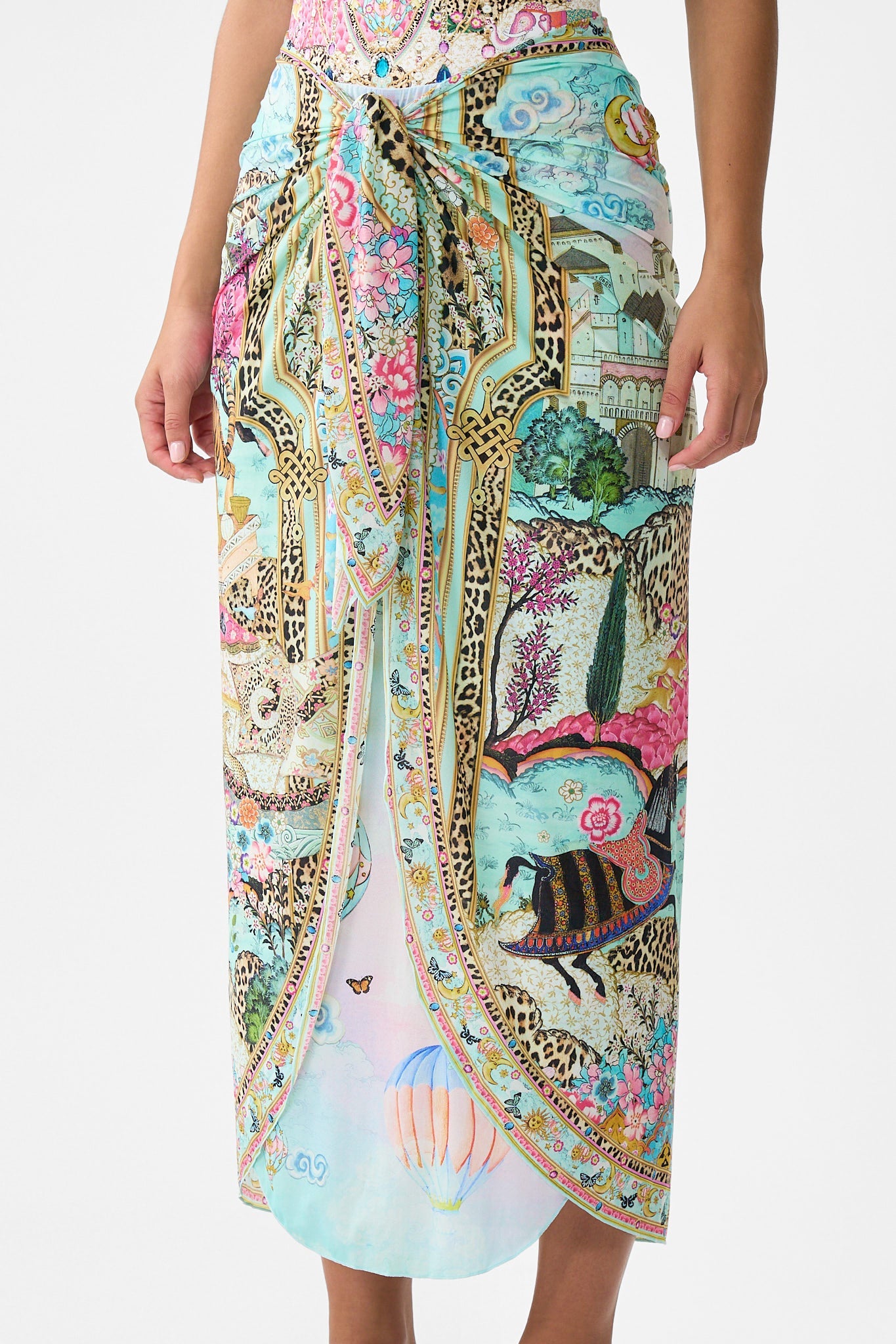 The CAMILLA SCOOP BACK HEM DRESS JUNGLE FLIGHT in our  print.