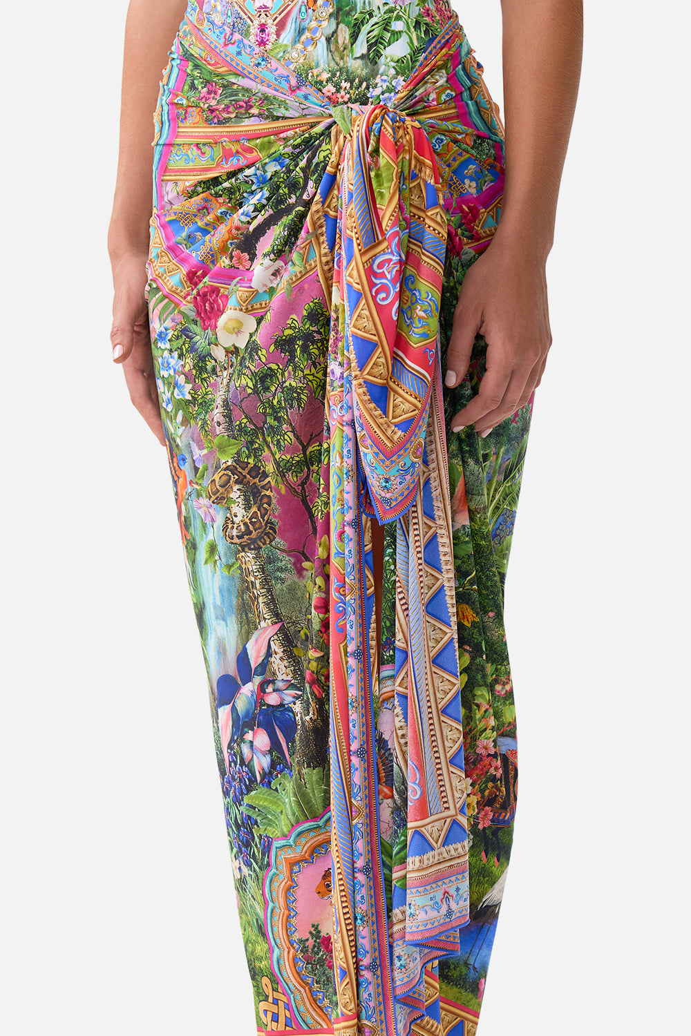 The CAMILLA ASYMMETRIC BOW TOP NAZAR NIRVANA in our  print.