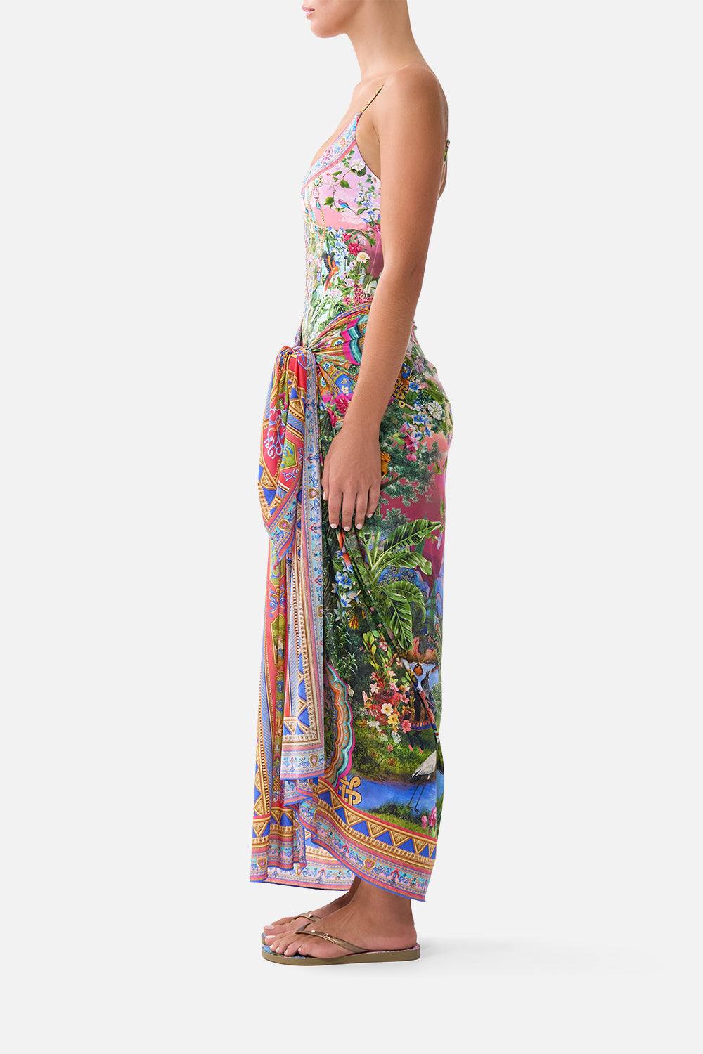 The CAMILLA ASYMMETRIC BOW TOP NAZAR NIRVANA in our NAZAR NIRVANA print.