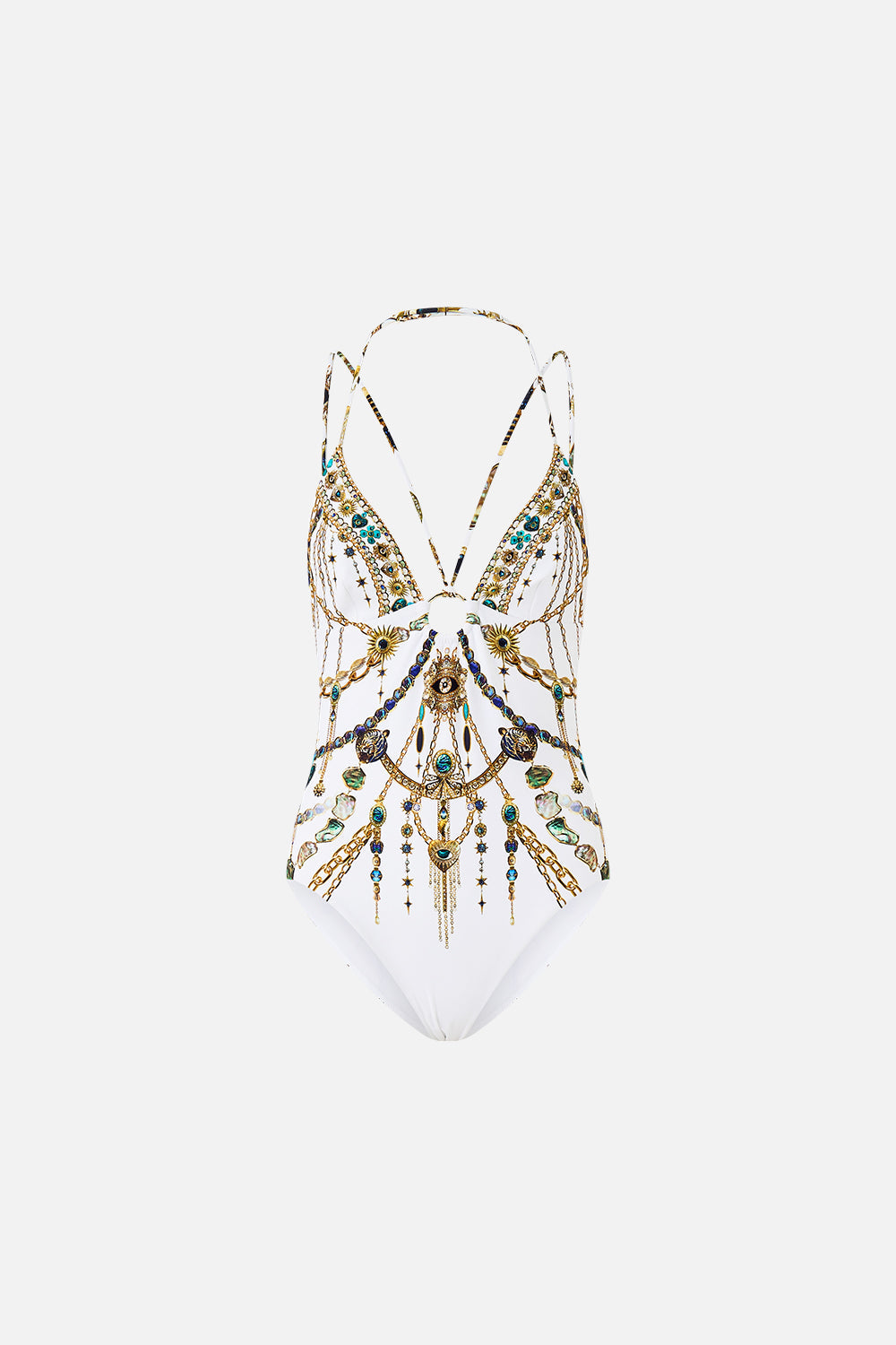 The CAMILLA V-NECK EMBROIDERED MIDI DRESS KAPADOKYA KITSCH in our KAPADOKYA KITSCH print.