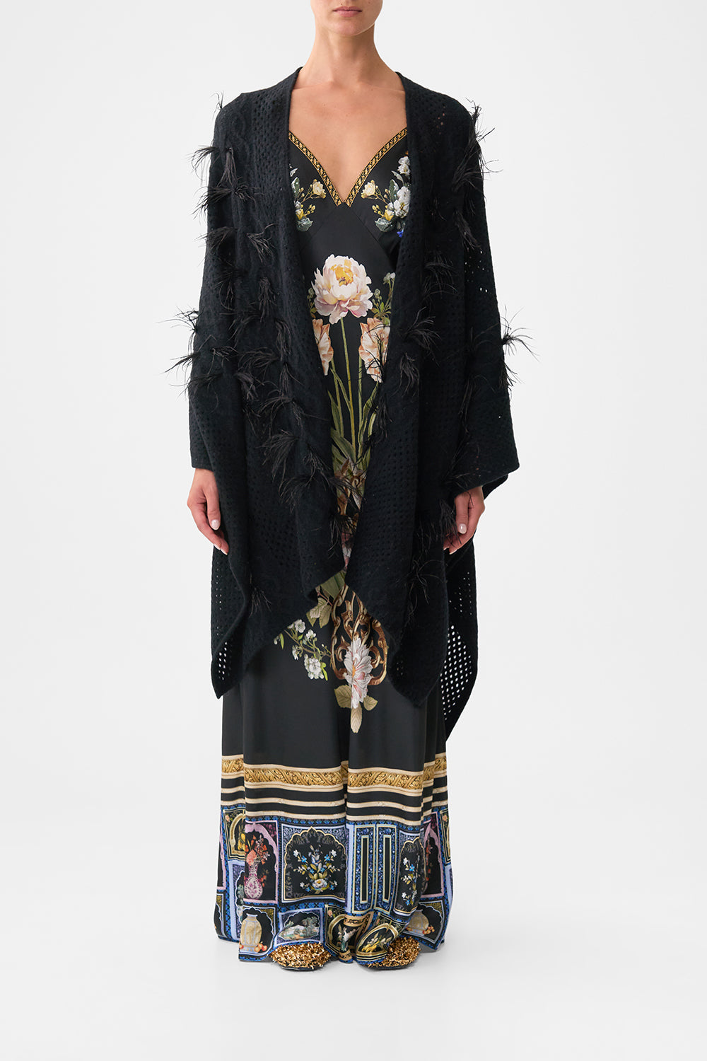 The CAMILLA DEEP COWL PLUNGE DRESS CHAIN GANG in our  print.