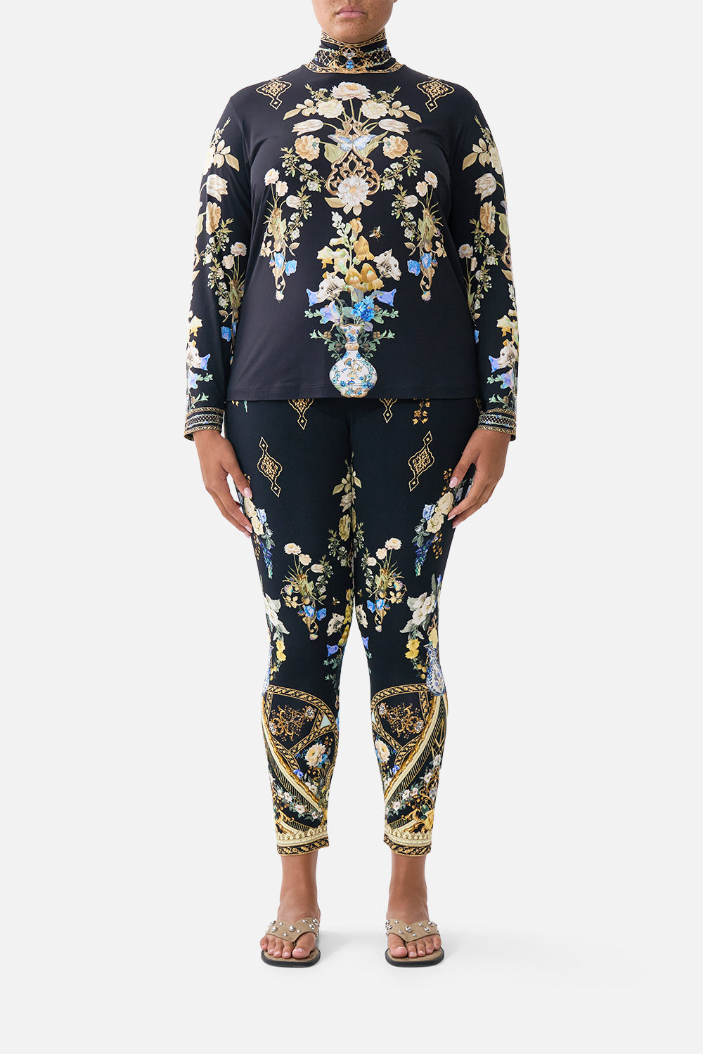 The CAMILLA LONG KAFTAN WITH WAIST DETAIL SULTANS AND QUEENS in our  print.