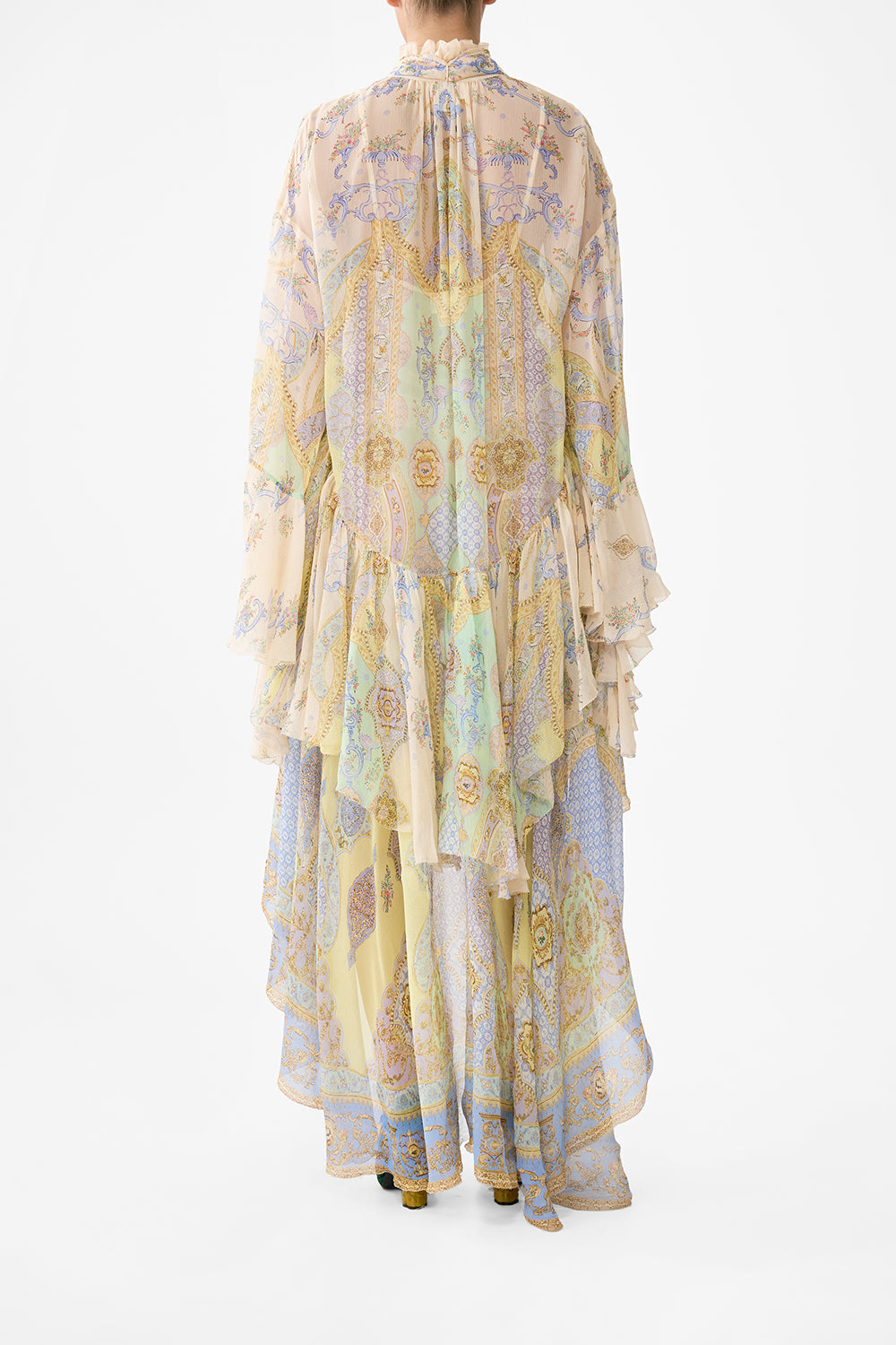 RUFFLE HIGH LOW DRESS WITH LONG SLEEVE EAST OF ISTANBUL