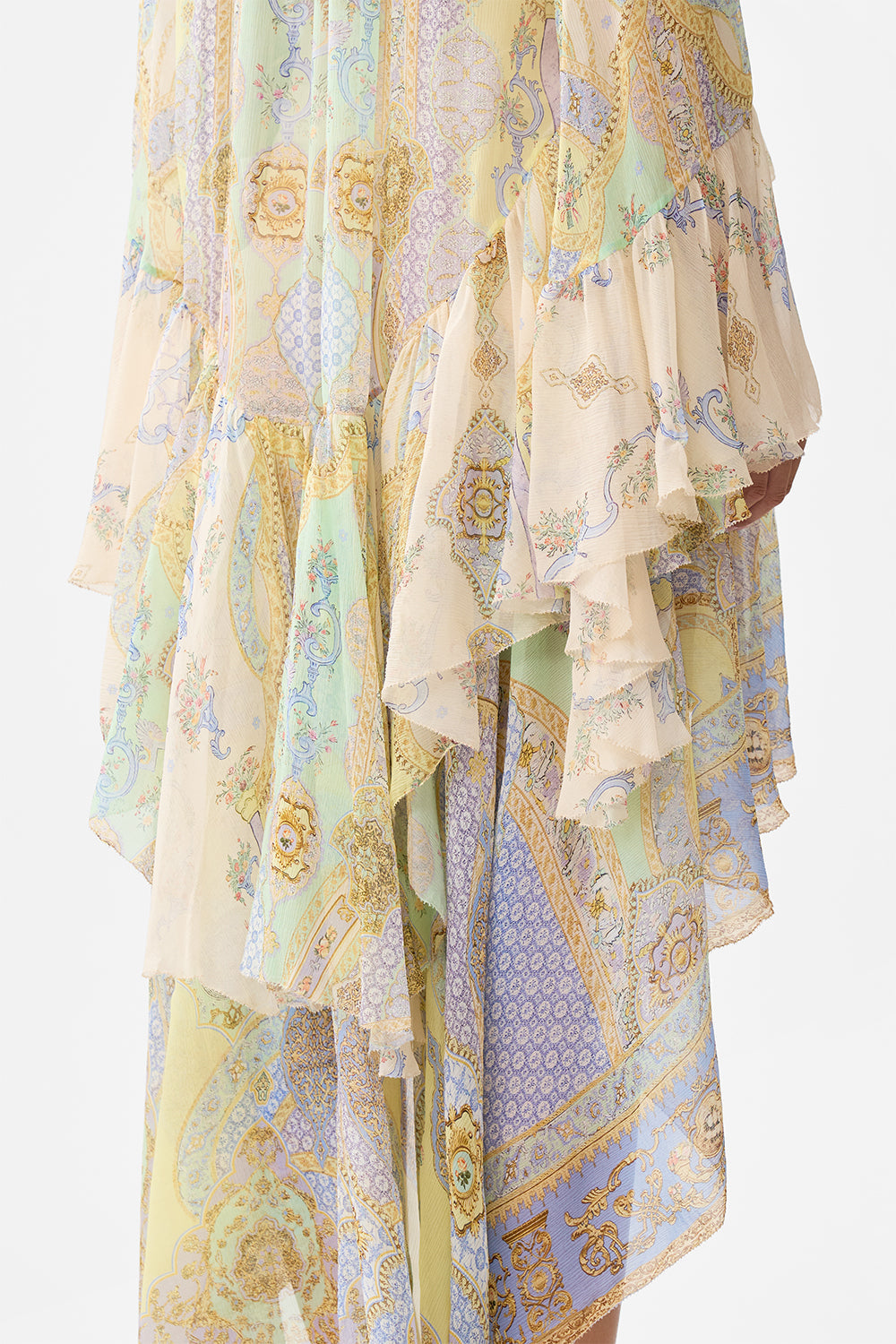 RUFFLE HIGH LOW DRESS WITH LONG SLEEVE EAST OF ISTANBUL