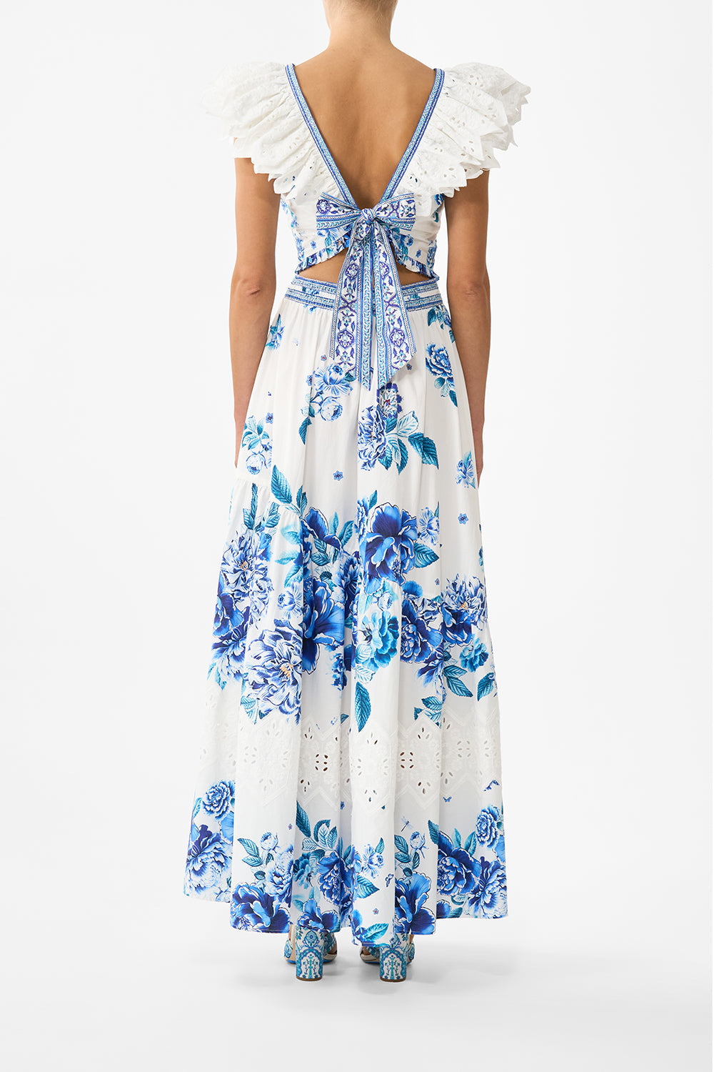 The CAMILLA RUFFLE SLEEVE SHORT DRESS TWILIGHT IN ISTANBUL in our  print.