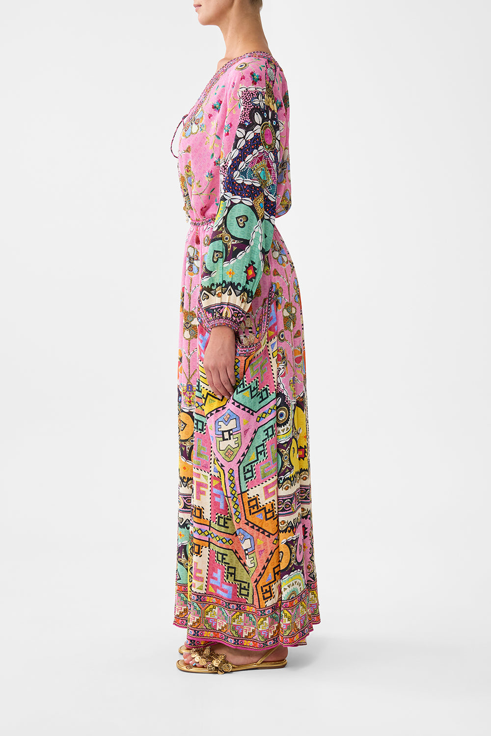 The CAMILLA MID LENGTH BOARDSHORT WITH ELASTIC WAIST ANIMAL ALCHEMY in our  print.