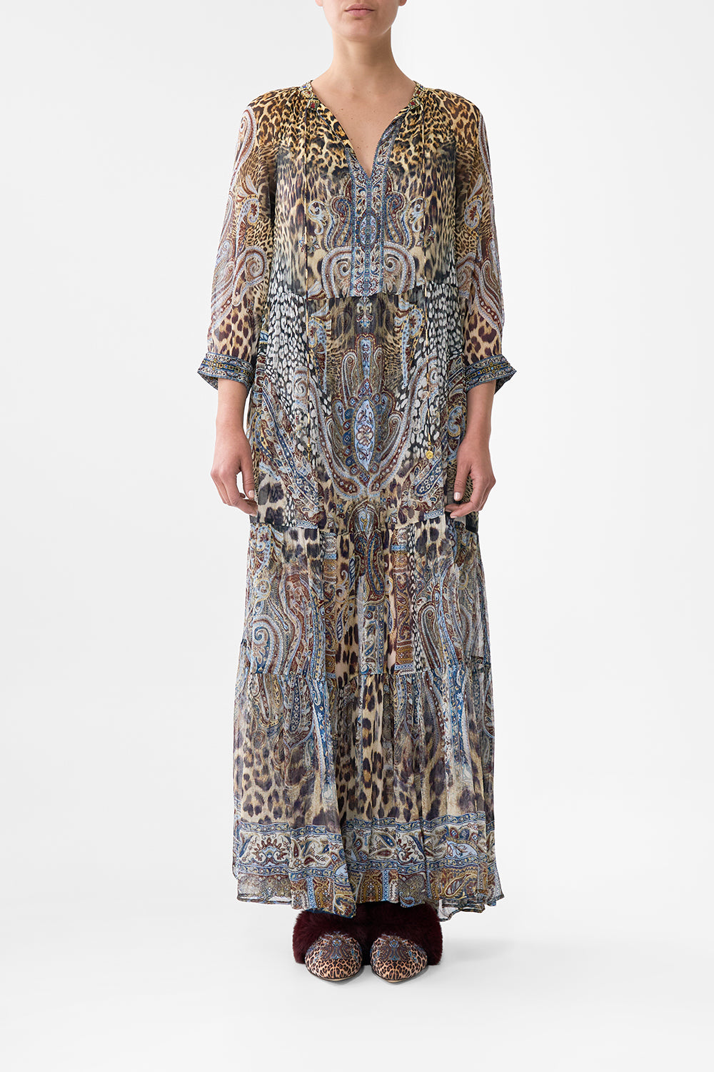 LONG GATHERED PANEL DRESS ISTANBUL ANIMALIA