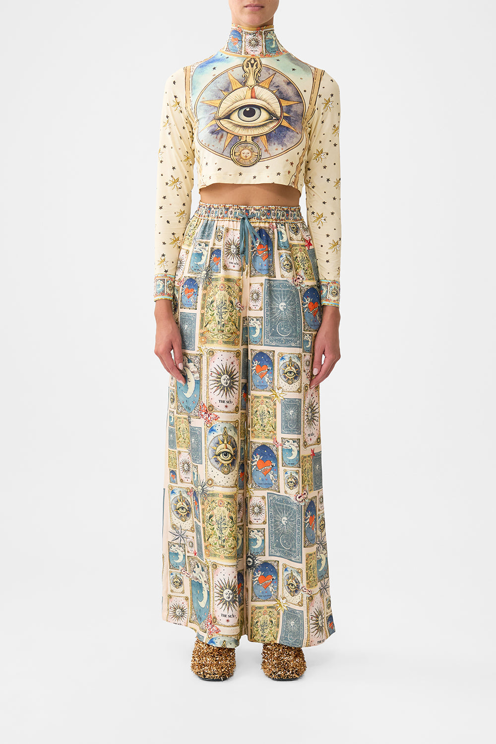 The CAMILLA OPEN BACK LONG CAPE DRESS CHAIN GANG in our  print.