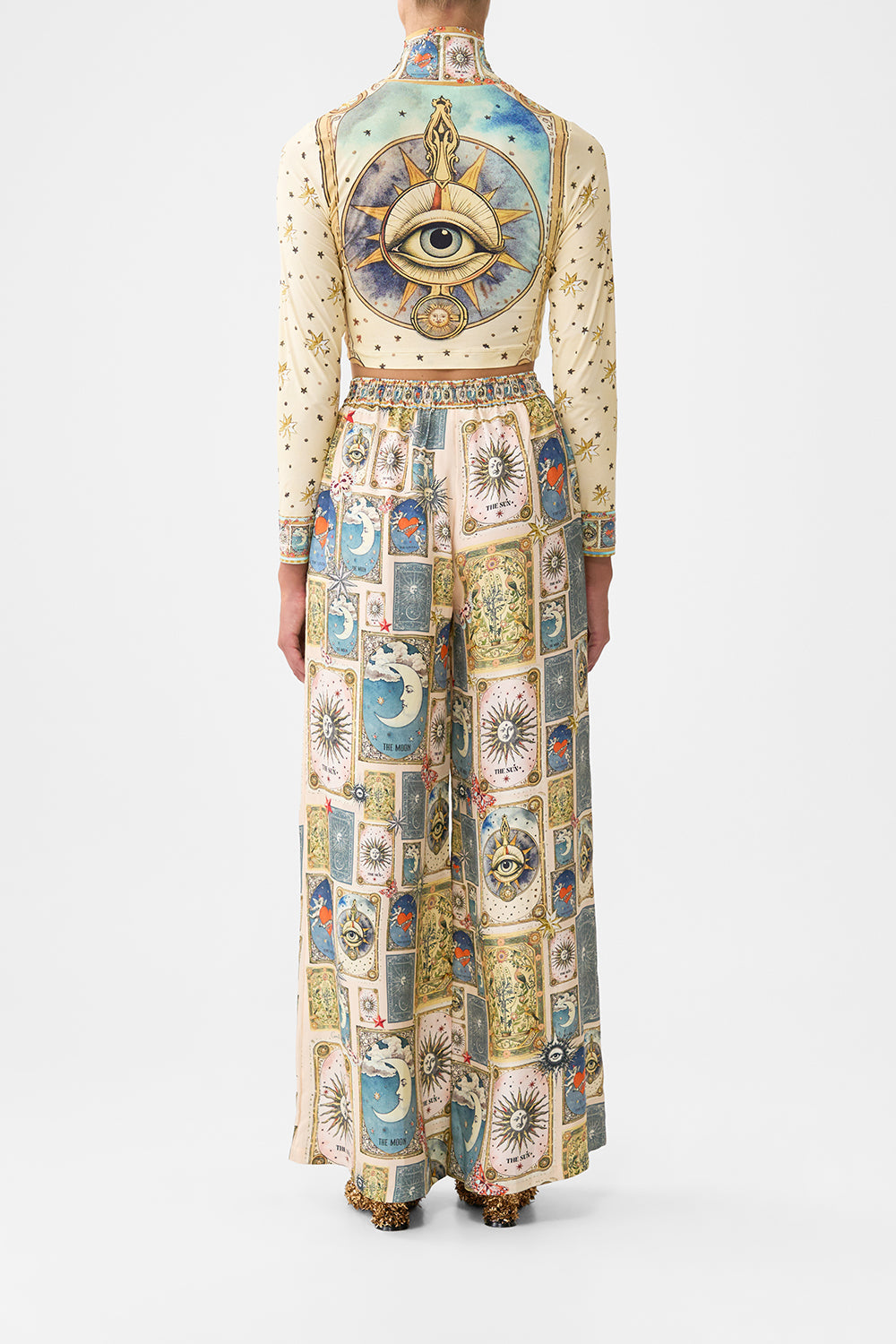 The CAMILLA OPEN BACK LONG CAPE DRESS CHAIN GANG in our  print.