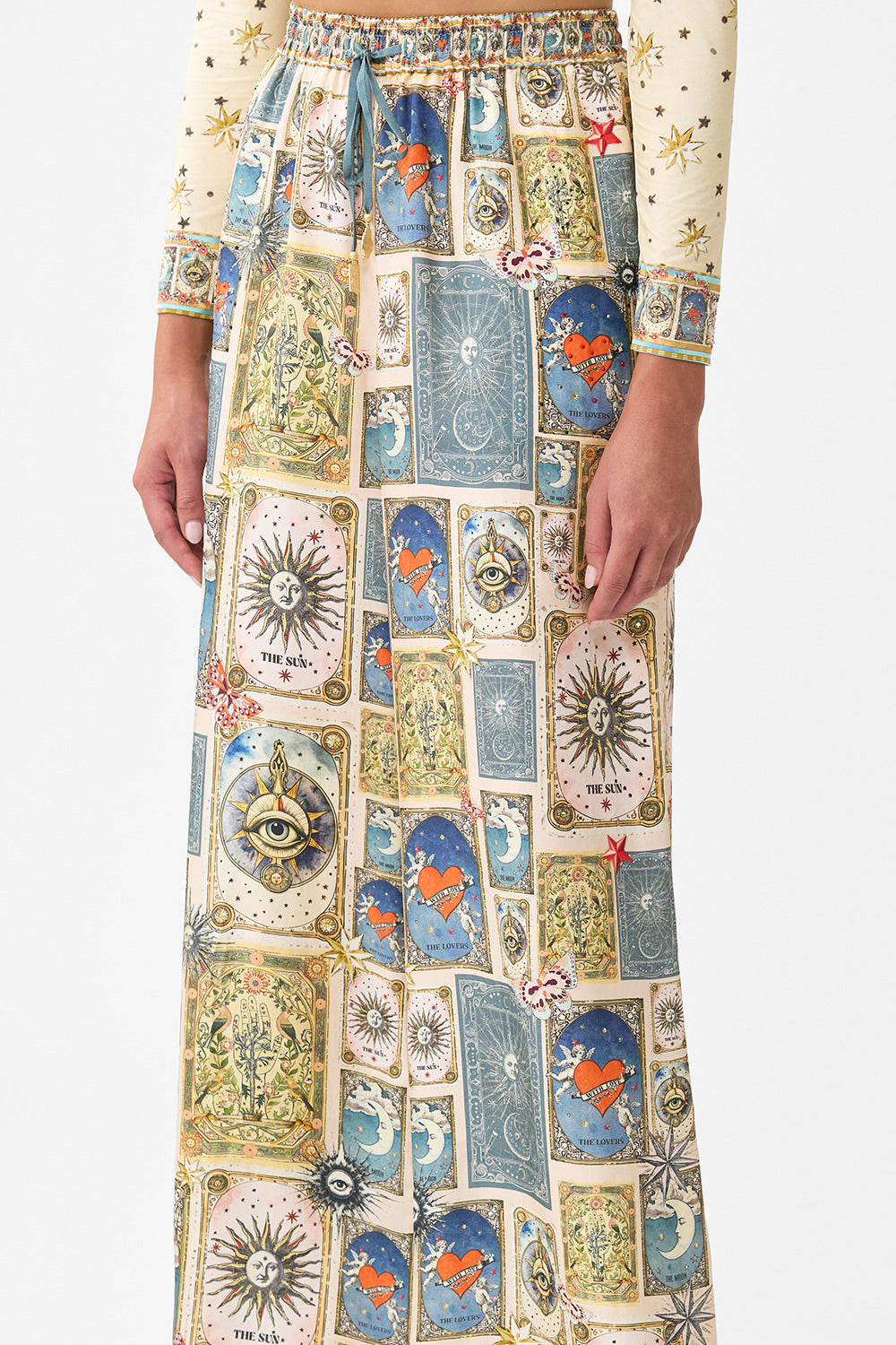 The CAMILLA OPEN BACK LONG CAPE DRESS CHAIN GANG in our  print.
