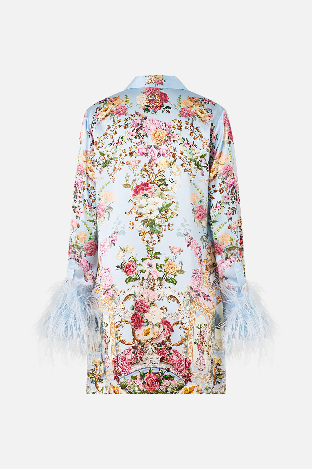 The CAMILLA COLD SHOULDER RUFFLE TOP DARLING BUDS in our  print.