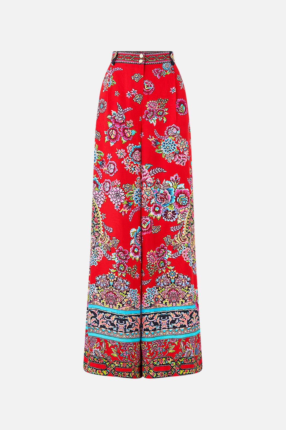 The CAMILLA WIDE LEG ELASTIC WAIST PANT OTTOMAN OPULENCE in our  print.