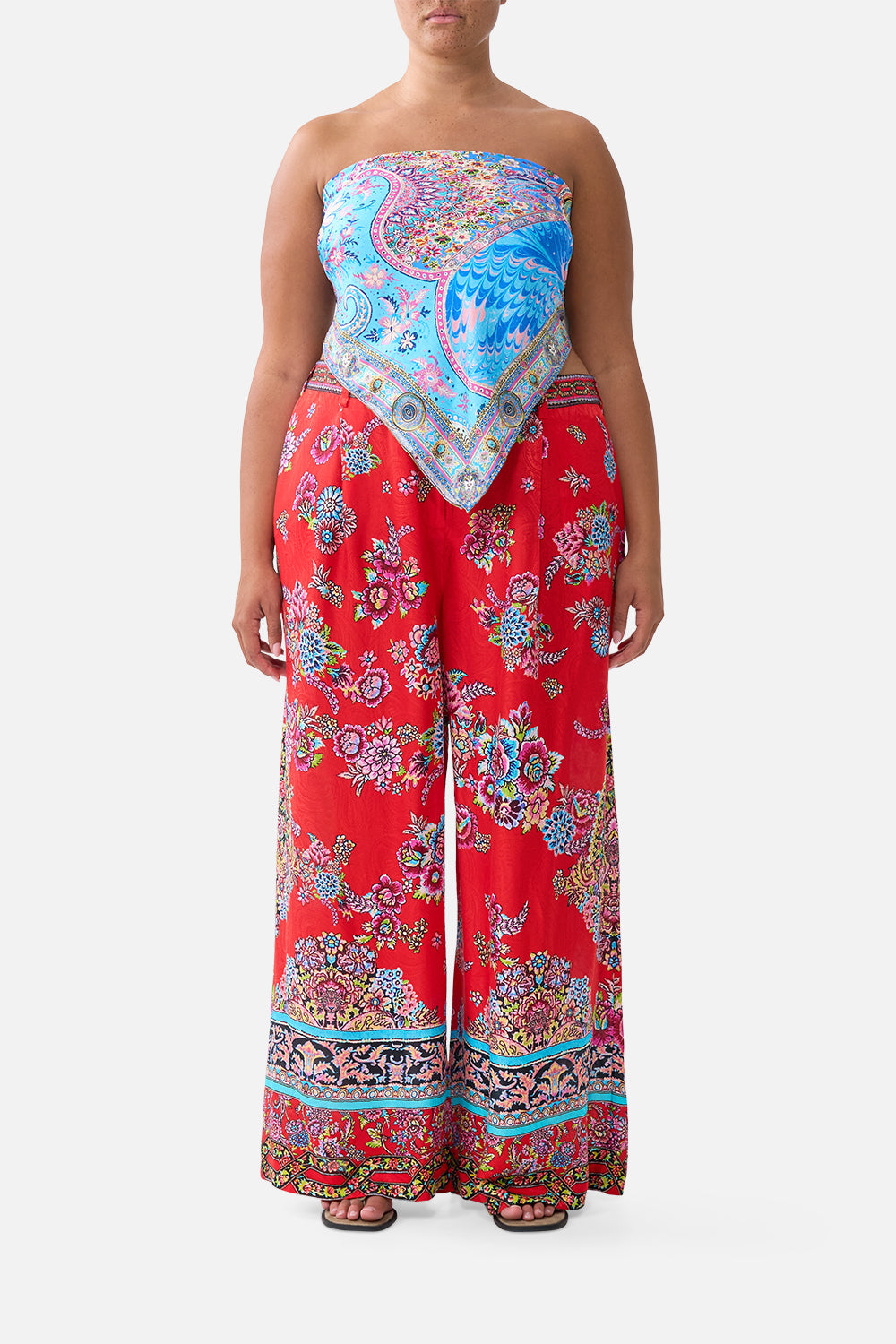The CAMILLA MID LENGTH BOARDSHORT WITH FIXED WAIST OTTOMAN OPULENCE in our  print.