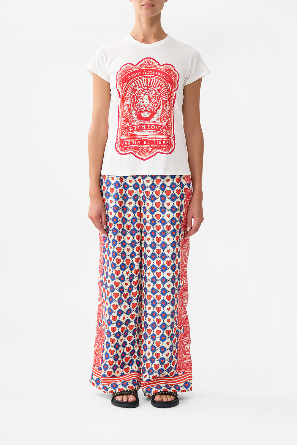 The CAMILLA Slim Fit Round Neck T-Shirt in our Rinse & Roar print.