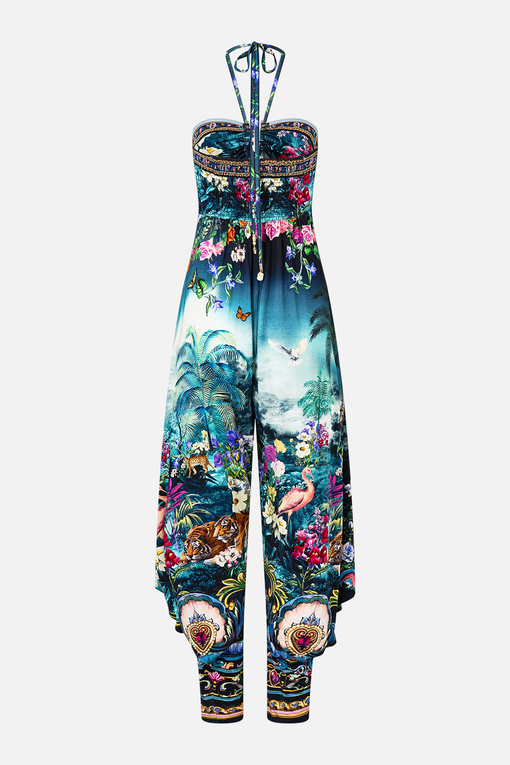 The CAMILLA Draped Pant Jumpsuit With Hardware in our Basked In Baroque print.