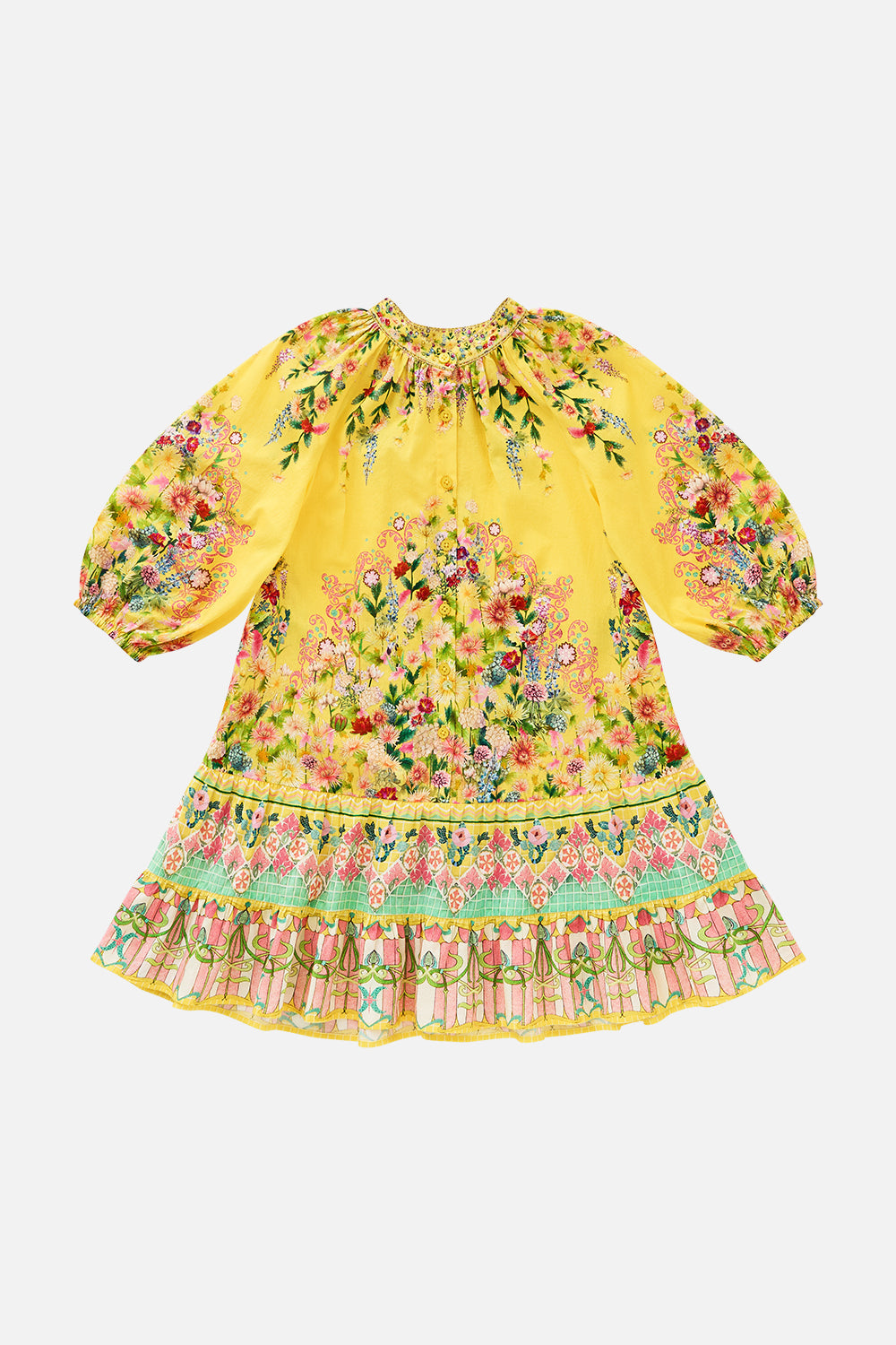 The CAMILLA RUFFLE WRAP TOP DAUGHTERS OF DUENDE in our  print.