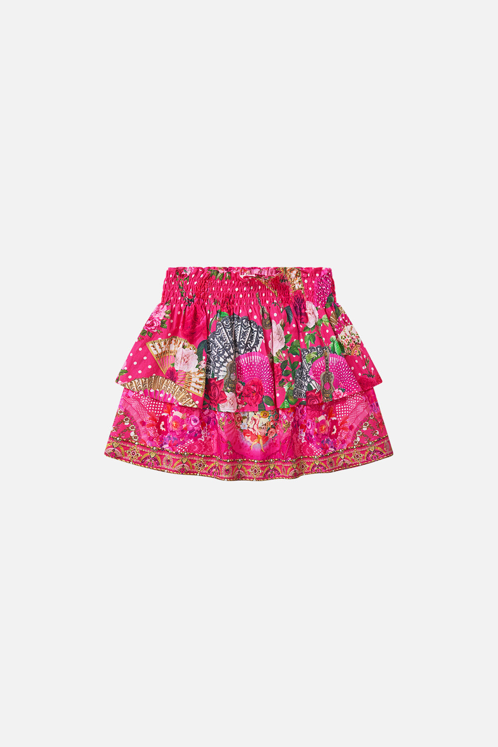 The CAMILLA SHAPED WAISTBAND DRESS WITH RUFFLE SLEEVE OLÉ OLÉ in our  print.