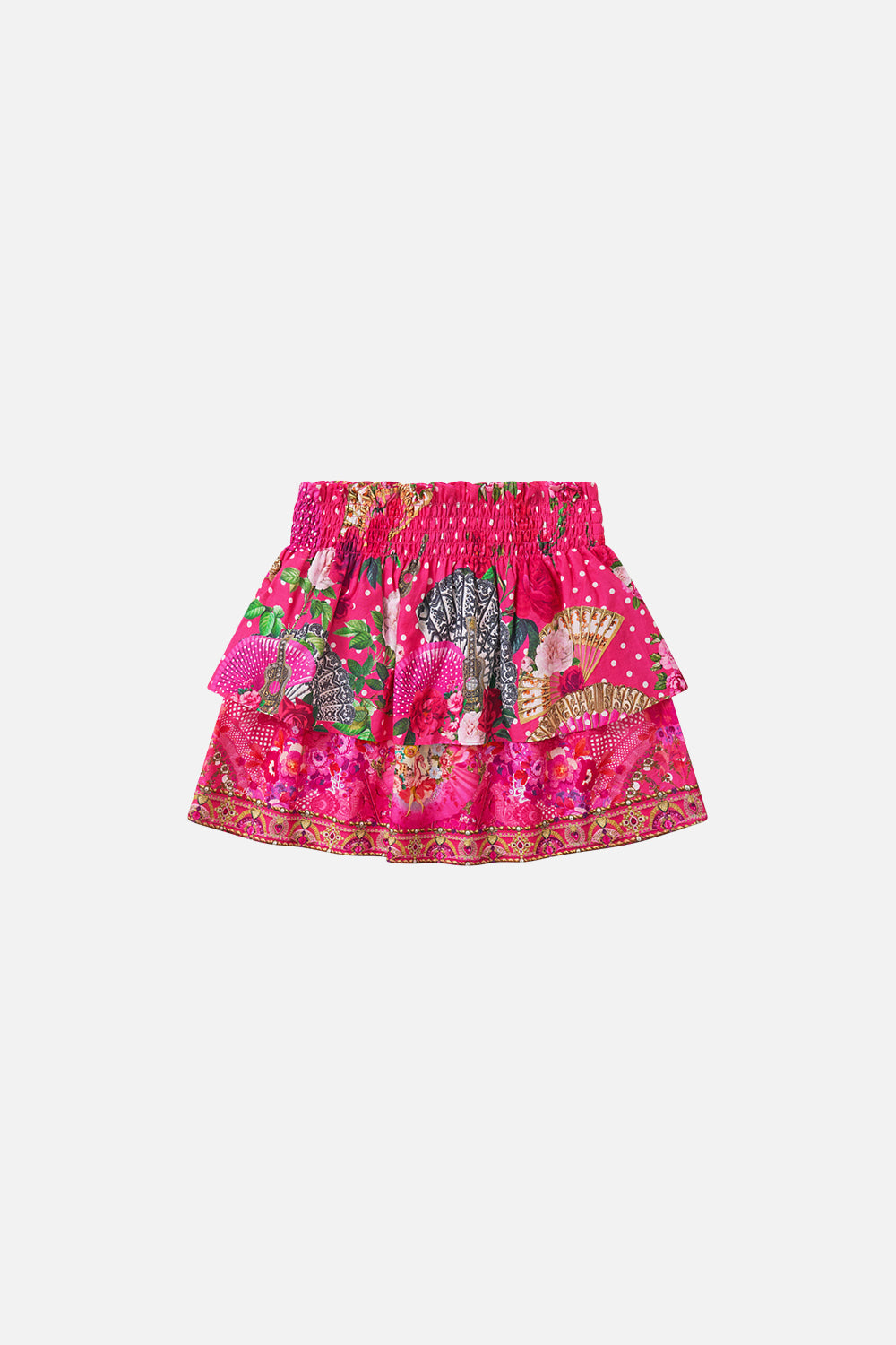 The CAMILLA SHAPED WAISTBAND DRESS WITH RUFFLE SLEEVE OLÉ OLÉ in our  print.