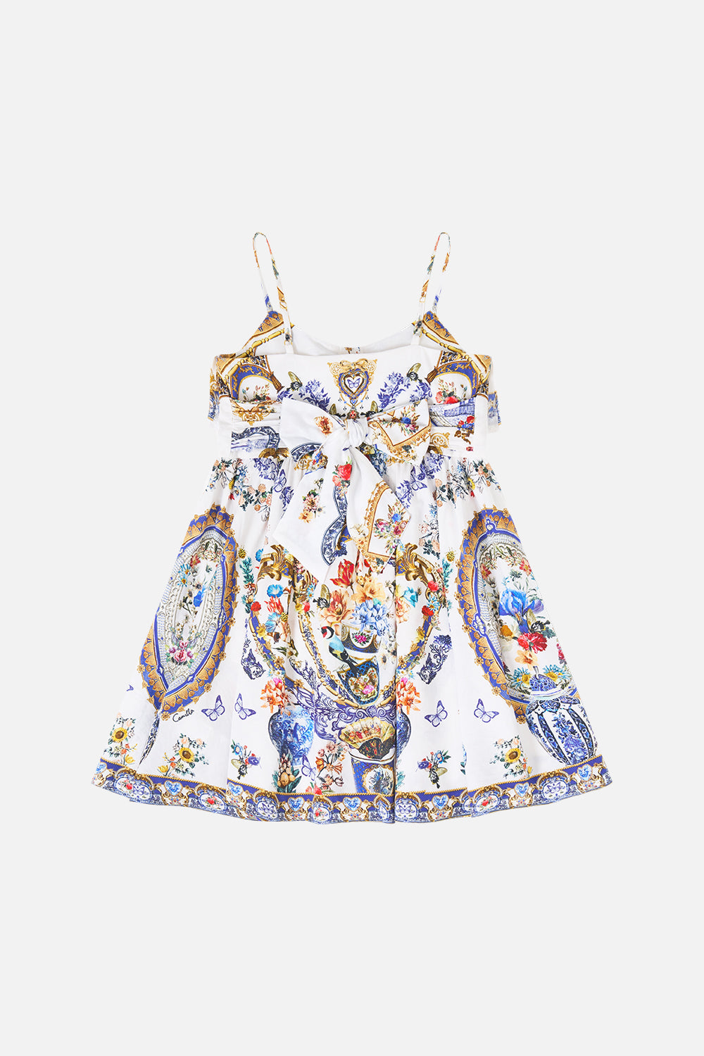 The CAMILLA TIERED SHORT DRESS WITH SHOULDER TIES DAUGHTERS OF DUENDE in our  print.