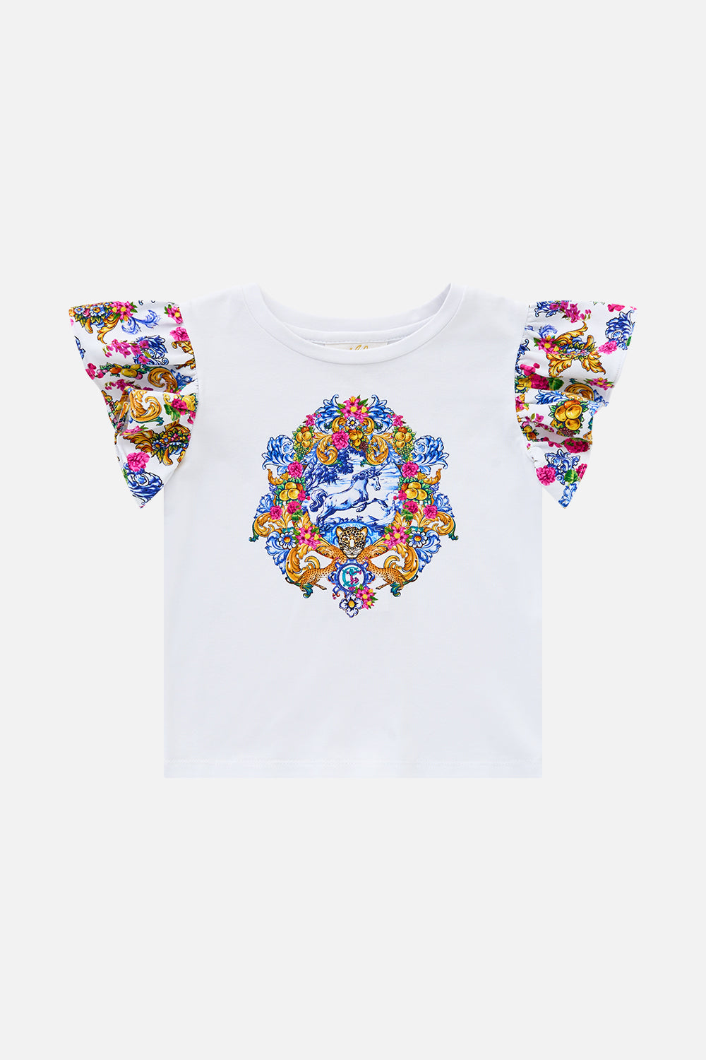 The CAMILLA EMBROIDERED SHORT SLEEVE PLEATED CUBAN SHIRT THE POTTERY PARLOUR in our  print.