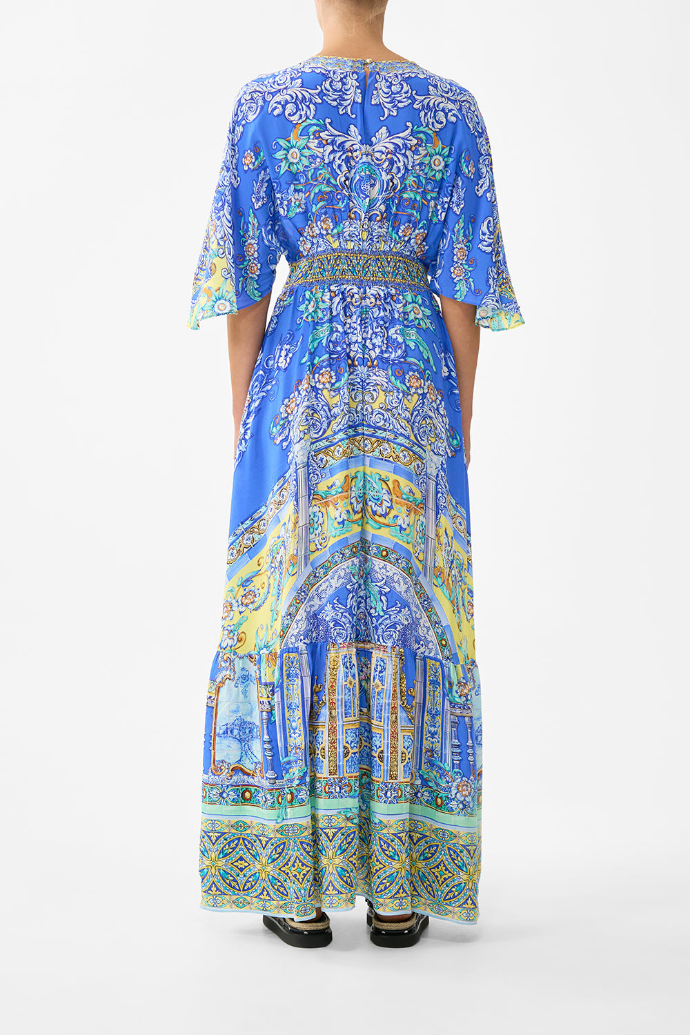 The CAMILLA WOVEN TWIST HEADBAND NAVÀS NOUVEAU in our  print.