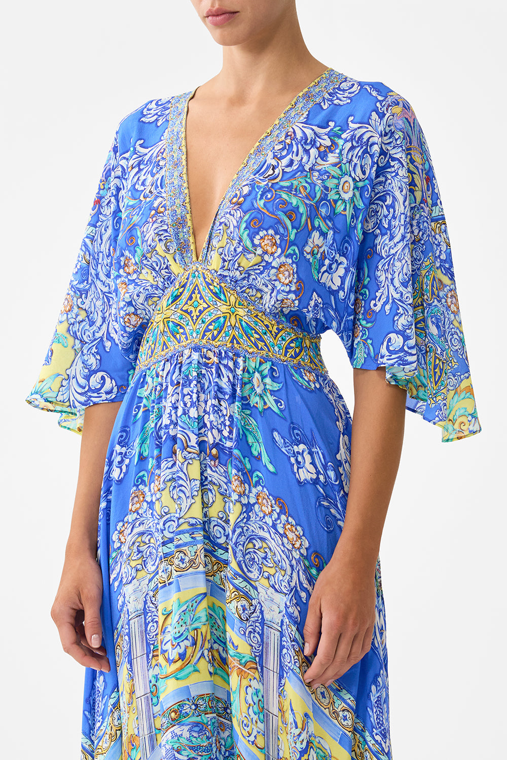 The CAMILLA REVERSIBLE SOFT THICK TIE TRI BIKINI SET NAVÀS NOUVEAU in our  print.