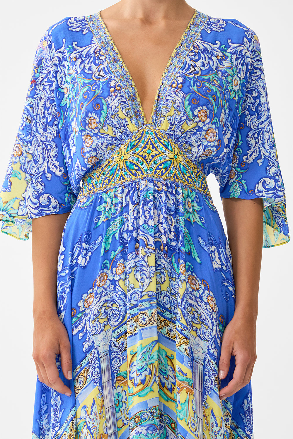 The CAMILLA REVERSIBLE SOFT THICK TIE TRI BIKINI SET NAVÀS NOUVEAU in our  print.