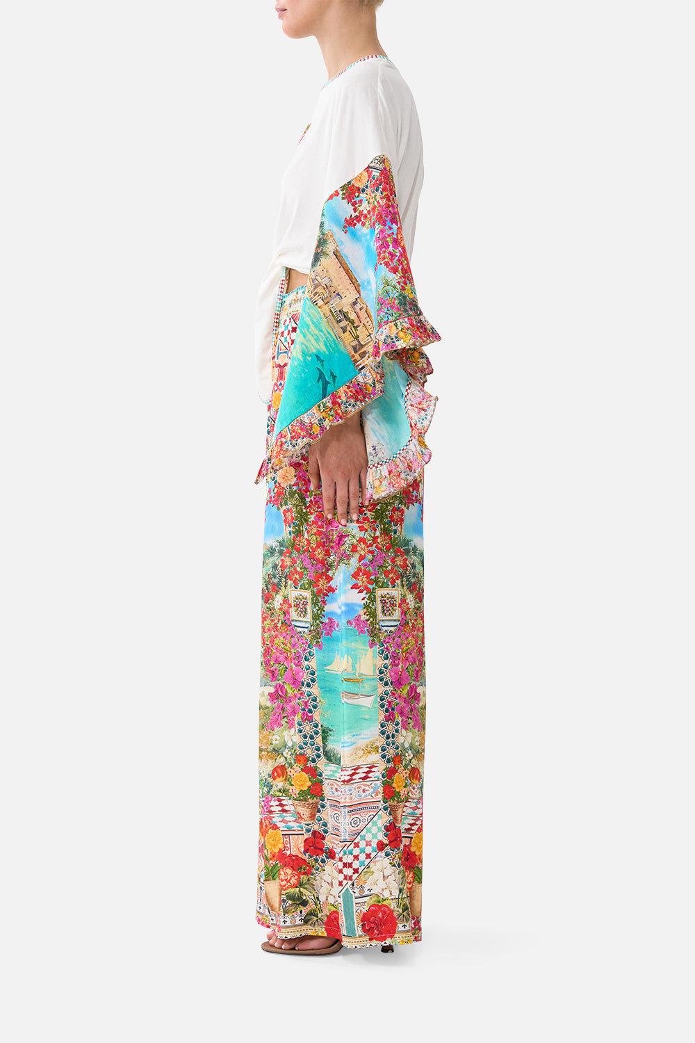 The CAMILLA MINIMAL WIDE LEG PANT A TILED WONDERLAND in our  print.