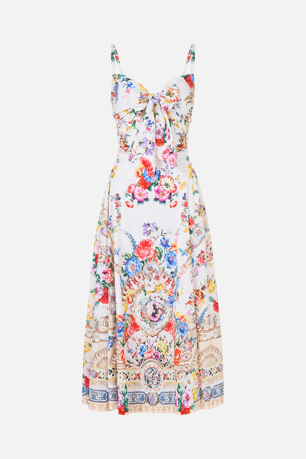 The CAMILLA BUTTON THROUGH SCARF BLOUSE NAVÀS NOUVEAU in our  print.