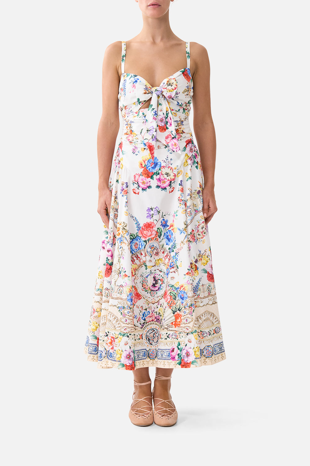 The CAMILLA BUTTON THROUGH SCARF BLOUSE NAVÀS NOUVEAU in our  print.