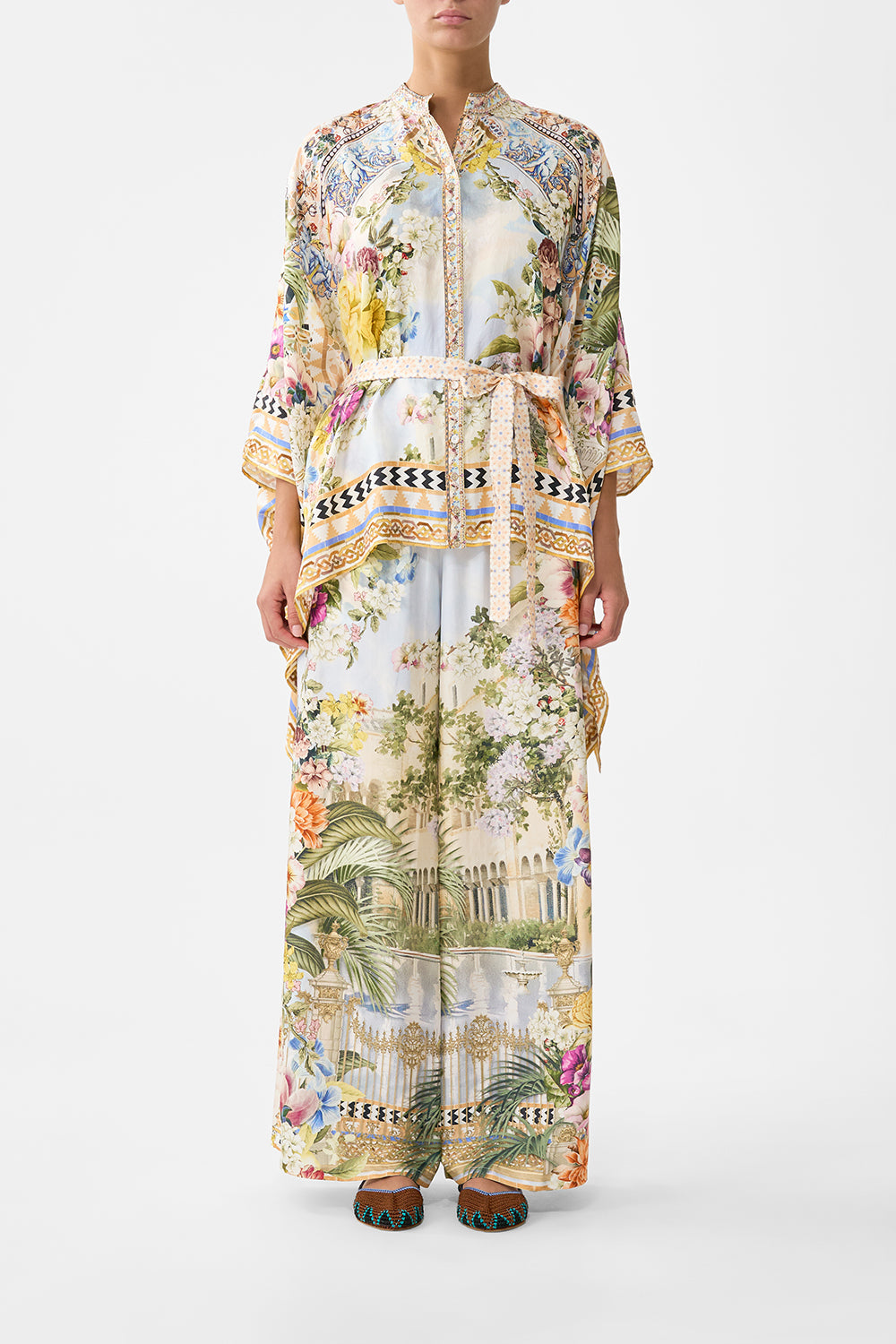 The CAMILLA WAISTCOAT WITH BUTTON FRONT FLAMENCO FOLKLORE in our  print.