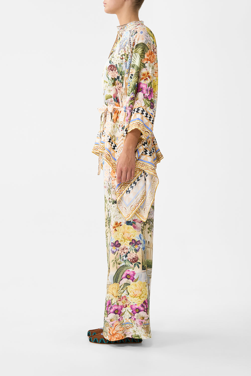 The CAMILLA WAISTCOAT WITH BUTTON FRONT FLAMENCO FOLKLORE in our  print.